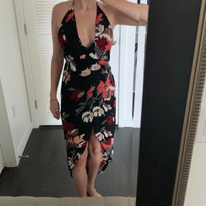 Black, pink, maroon, and white floral dress. Size S.